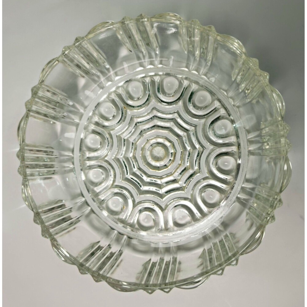 Anchor Hocking Old Cafe Clear Glass Candy Dish Base 1930s Vintage Spiderweb